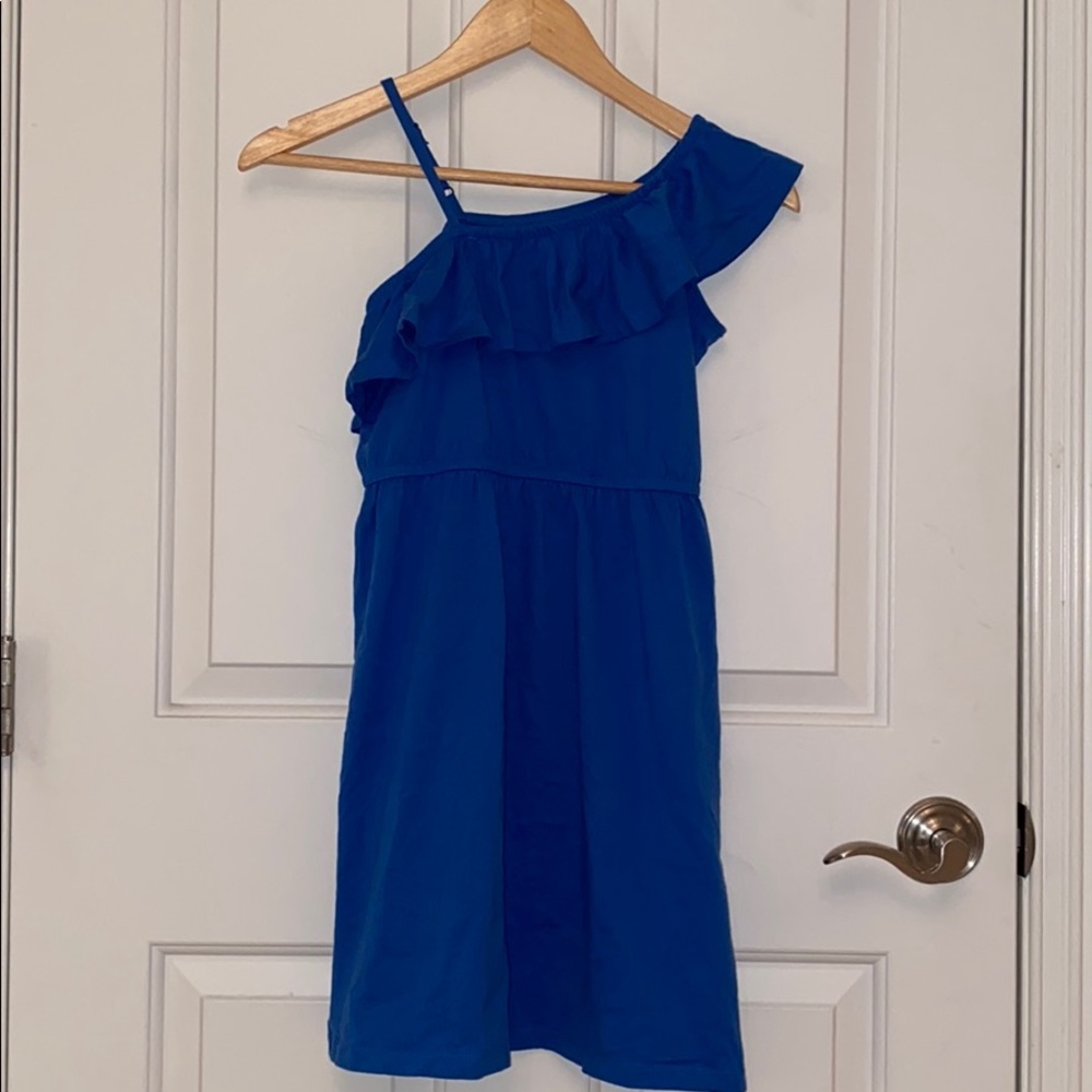 Girls ruffle top blue dress off the shoulder